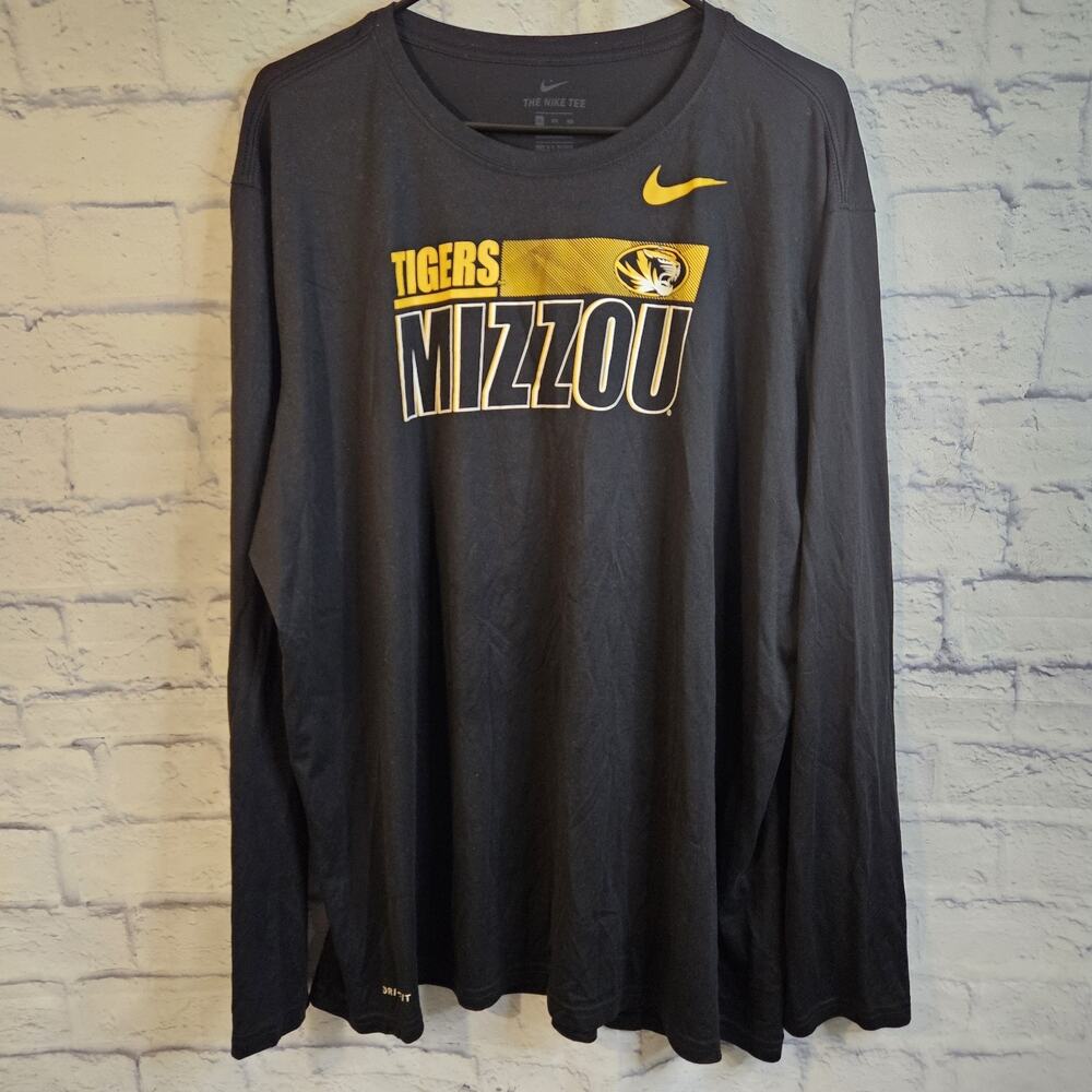 Nike Dri-Fit Shirt Mens XXXL Black LS Mizzou Tigers Athletic Sportswear
